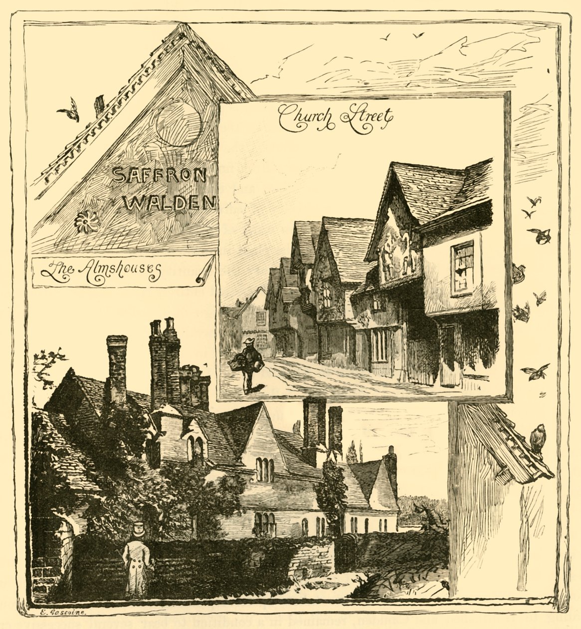 Almshouses，Audley End和教堂街，Saffron Walden，1898年。 作者 不明