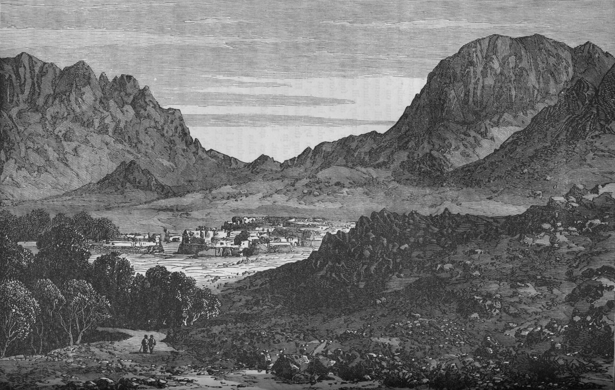 Argandab山谷，在右侧显示巴巴瓦利山口的丘陵，c1880 作者 不明