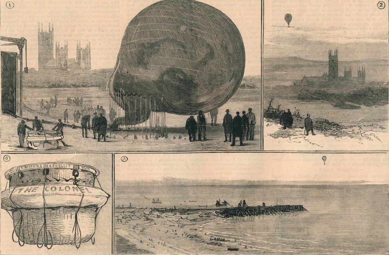 横跨海峡的热气球之旅，1882年。 作者 不明