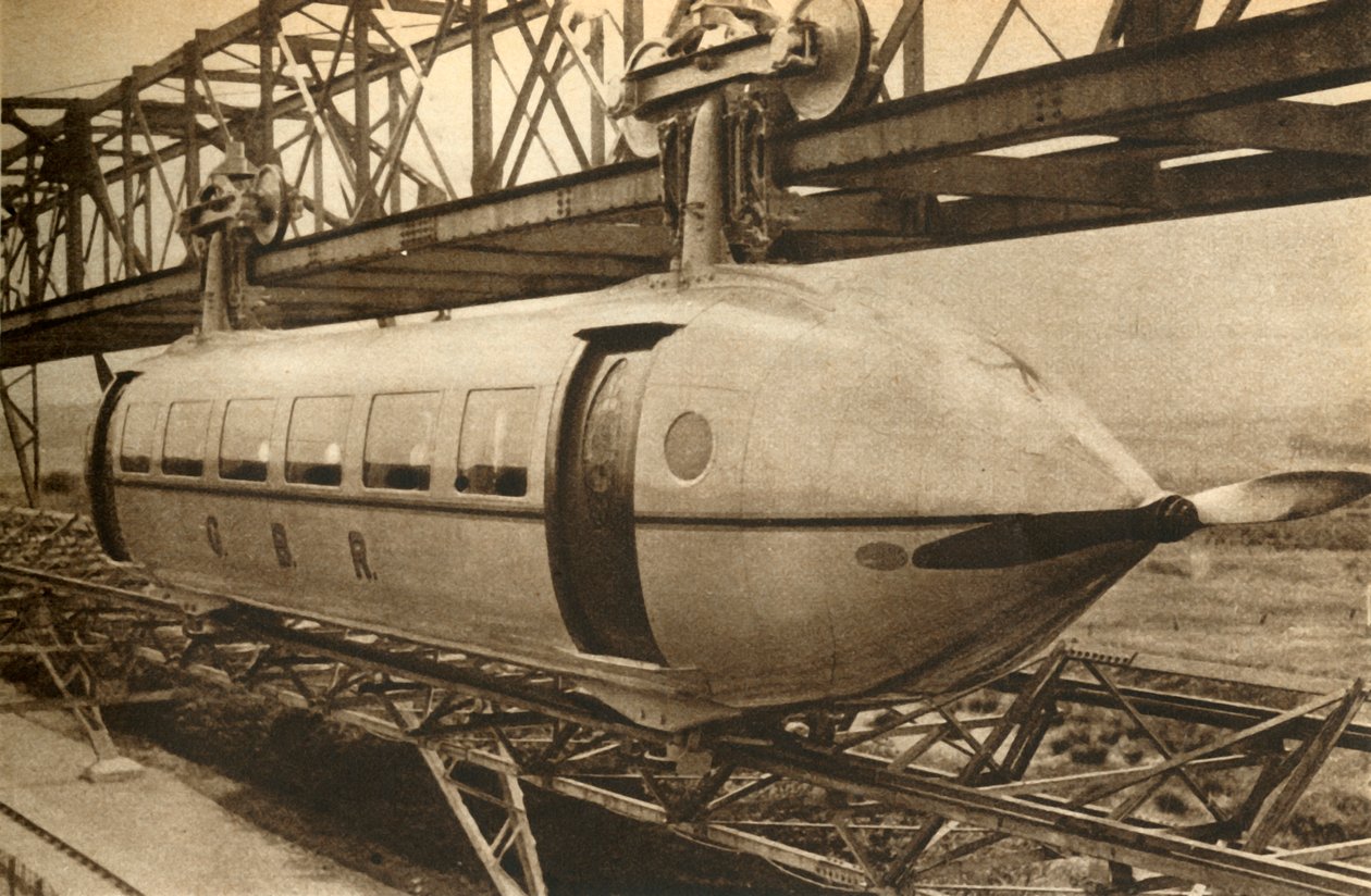 本尼铁路飞机（Bennie Railplane），1930年，1933年。 作者 不明