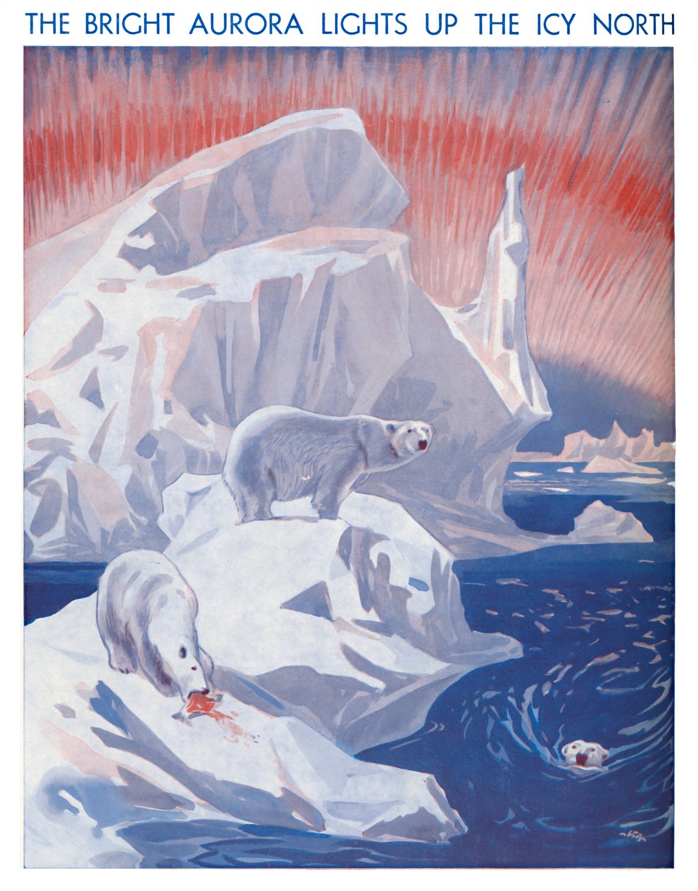 明亮的极光照亮了冰冷的北方，1935年 作者 不明