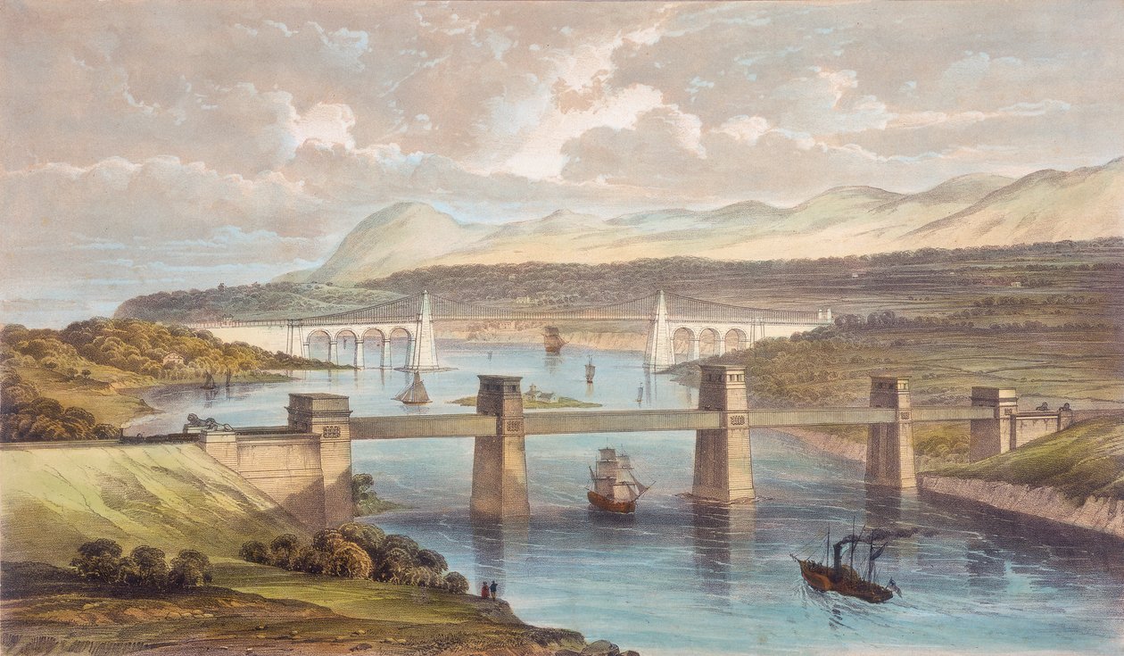 大不列颠管状桥，梅纳海峡，威尔士，c1850 作者 不明