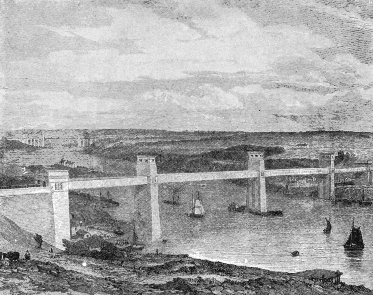 横跨梅奈海峡的不列颠尼亚管状桥梁，1850年，1901年。 作者 不明