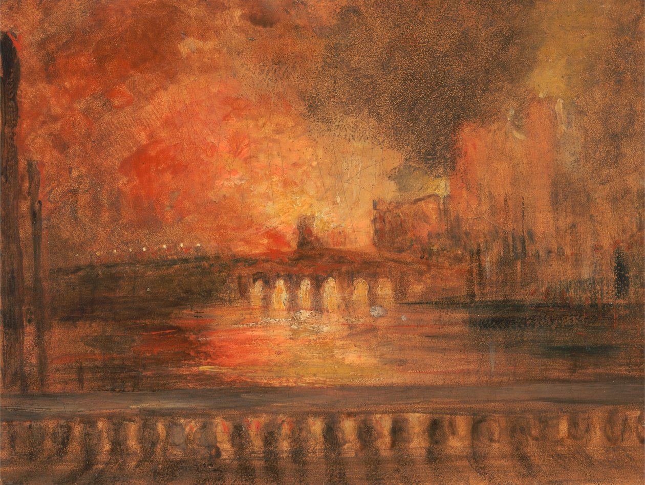 The Burning of the Houses of Parliament,Fire at the House of Commons, ca. 1834. 作者 不明