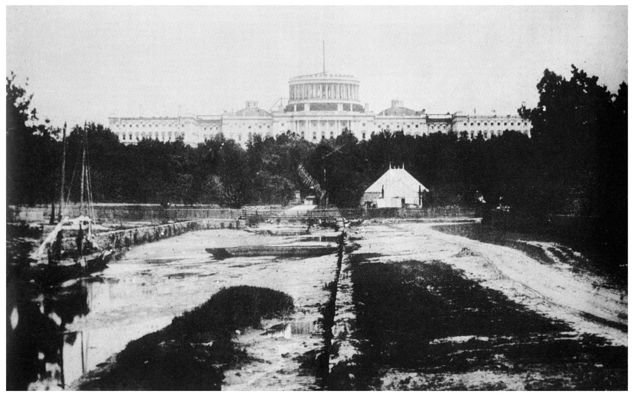 没有圆顶的国会大厦，美国华盛顿特区，c1858年，1955年 作者 不明