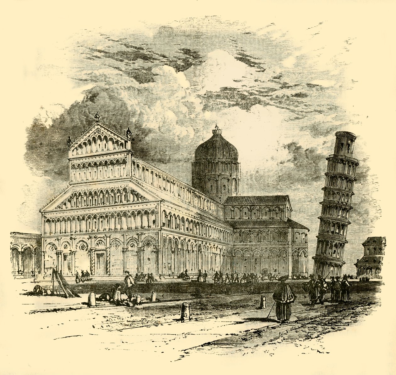比萨大教堂和斜塔，比萨，1890年。 作者 不明