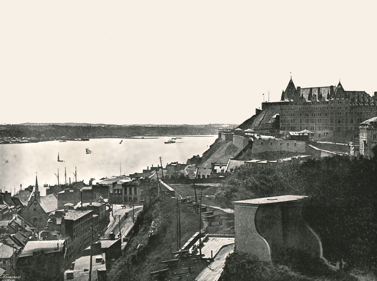 加拿大魁北克的城堡和圣劳伦斯河，1895年。 作者 不明