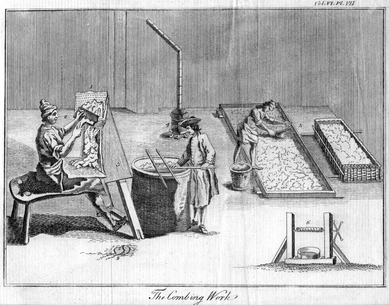 精梳工作，c1750 作者 不明
