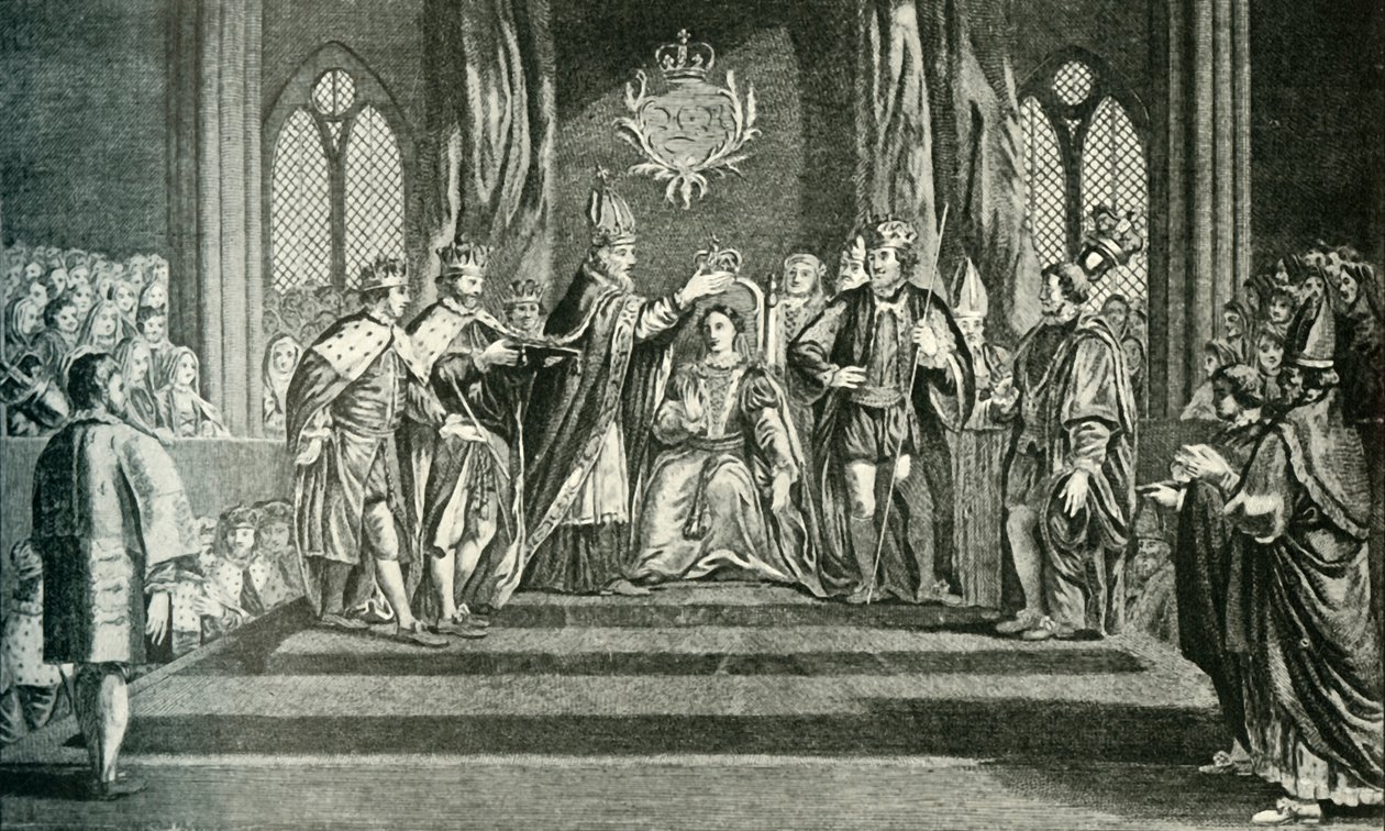 1902年，安妮·伯林（Anne Boleyn）加冕圣爱德华王冠。 作者 不明