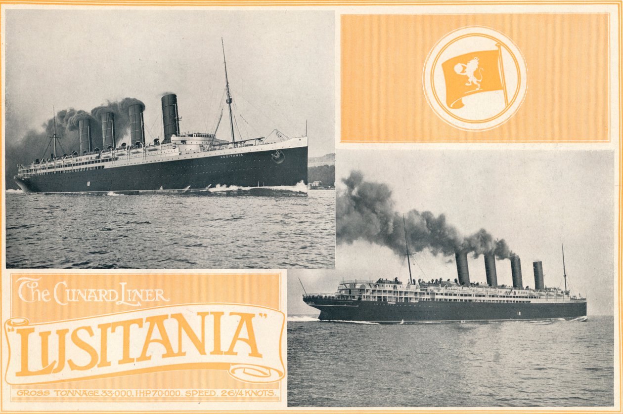 Cunard Liner Lusitania。，c1910。 作者 不明
