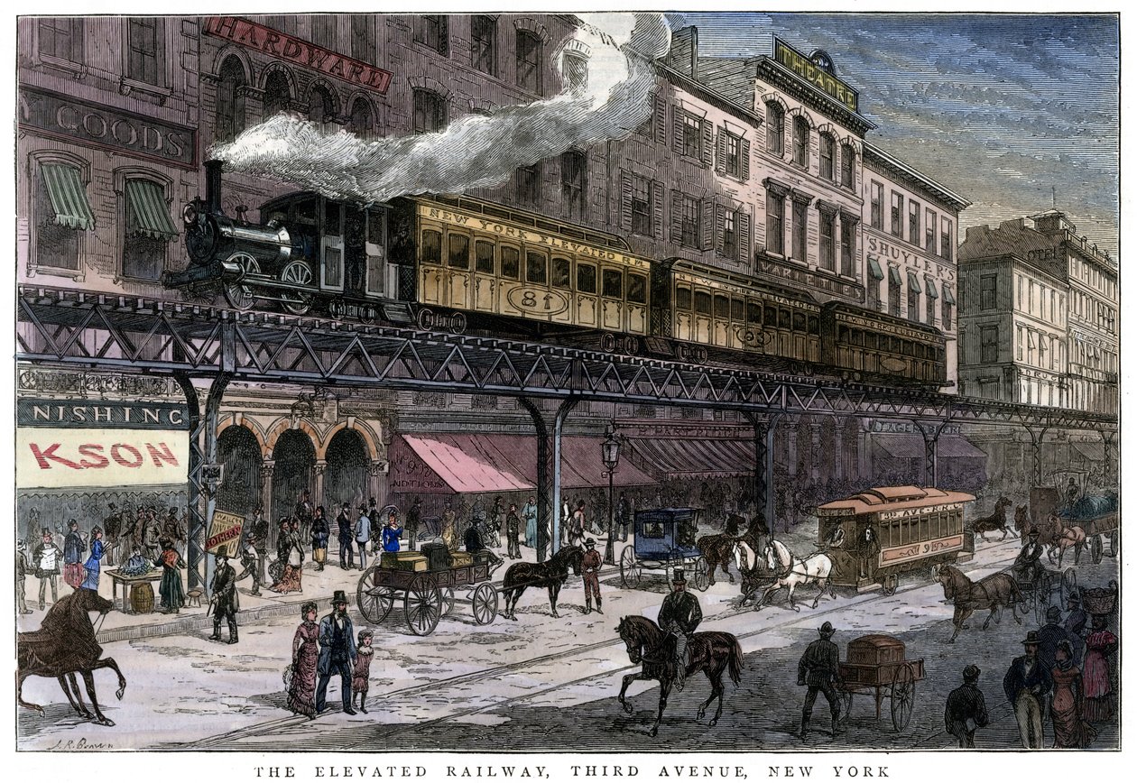 高架铁路，纽约第三大道，1879年 作者 不明