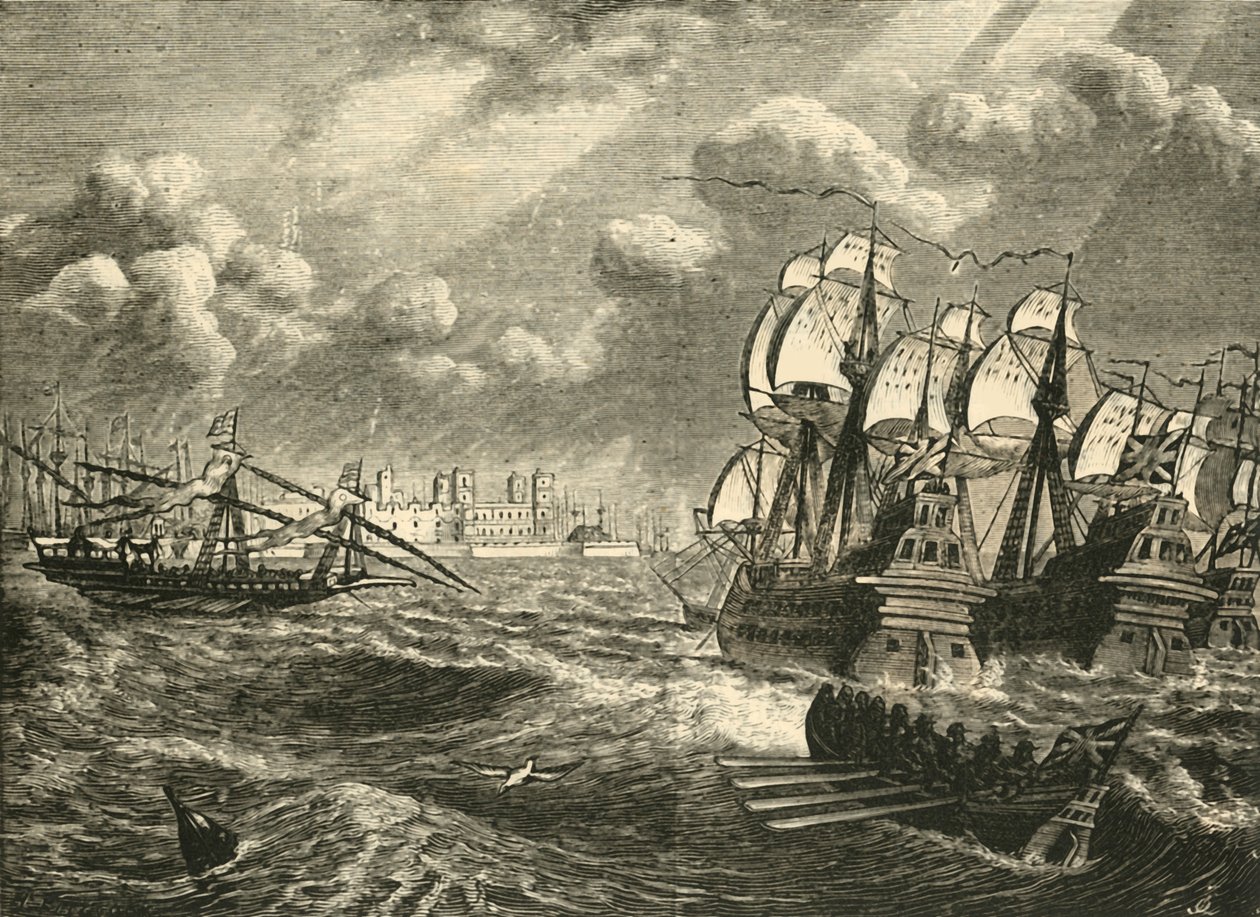 加的斯之前的英国舰队，1596年，1890年。 作者 不明