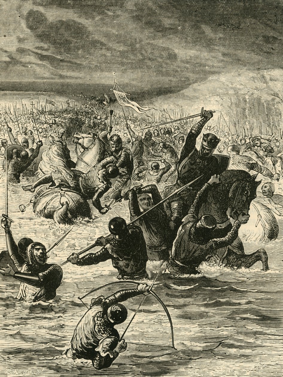 《英国人通过索姆河》，1346年，1890年。 作者 不明
