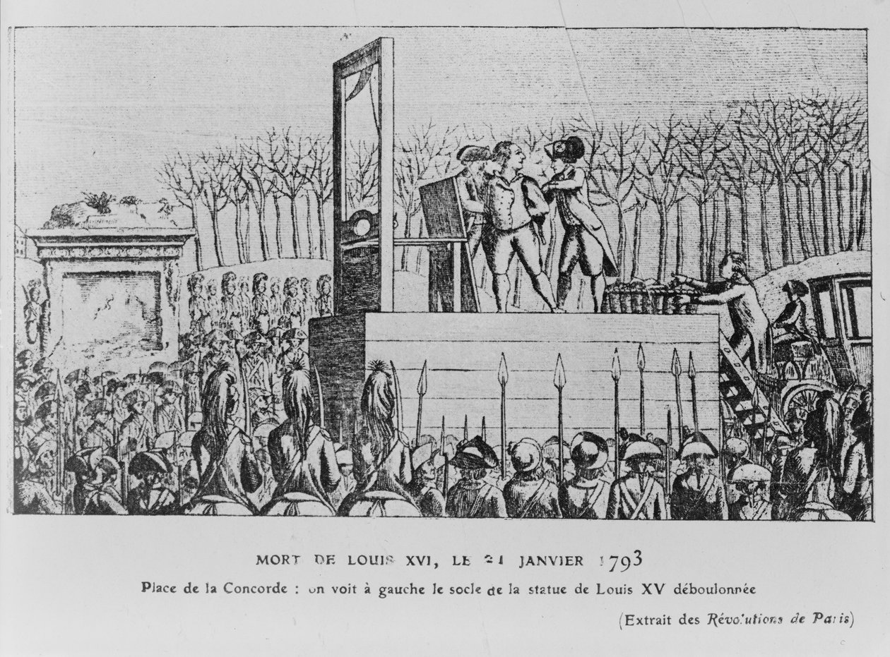 1793年1月21日在革命广场上执行路易十六，c。 1793 作者 不明