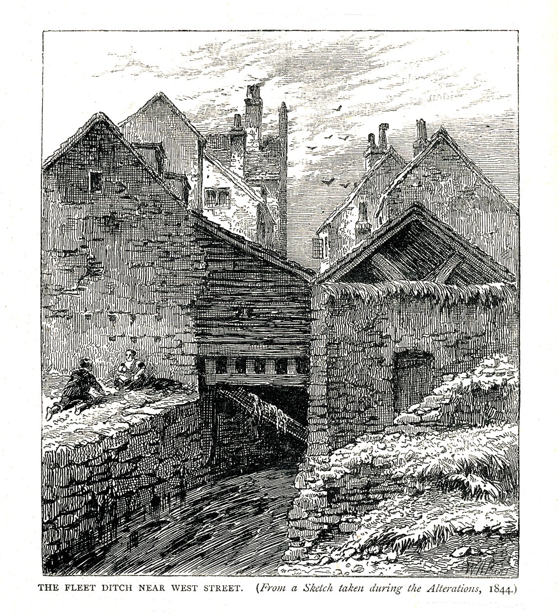 改建期间，西街附近的舰队沟，1844年 作者 不明