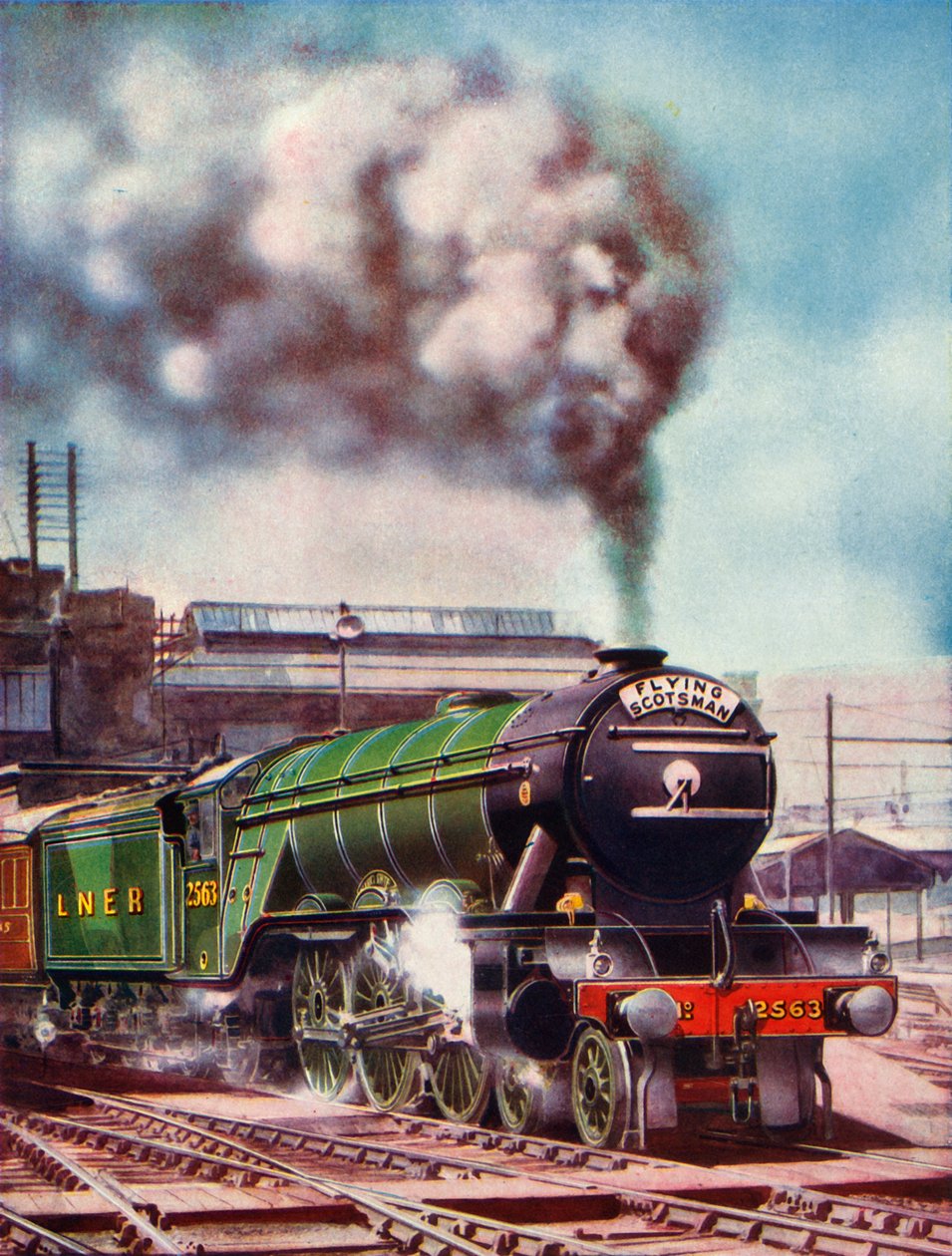 飞行的苏格兰人离开国王十字车站（Kings Cross Station），被2563号（1935-36）拖走。 作者 不明