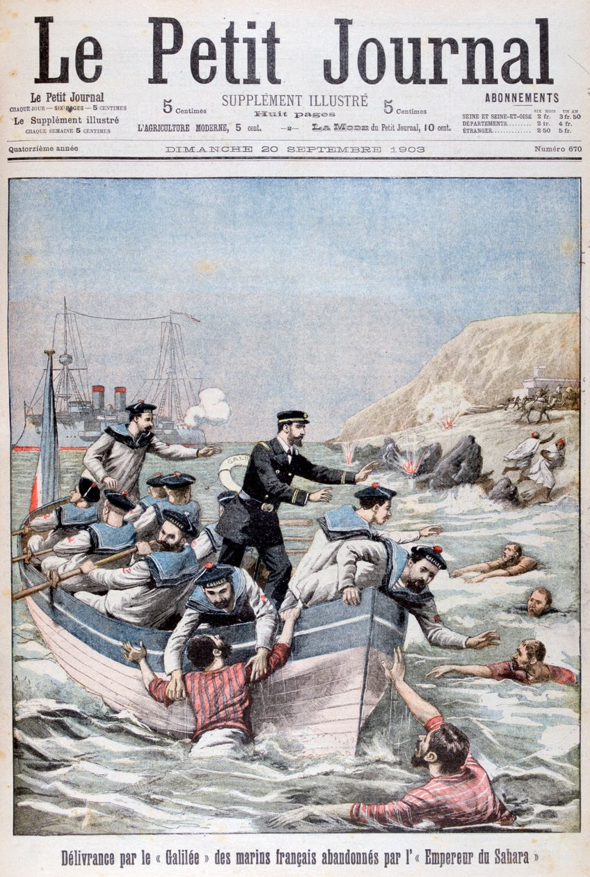 法国Linois级巡洋舰Galilee拯救法国水手，1903年 作者 不明