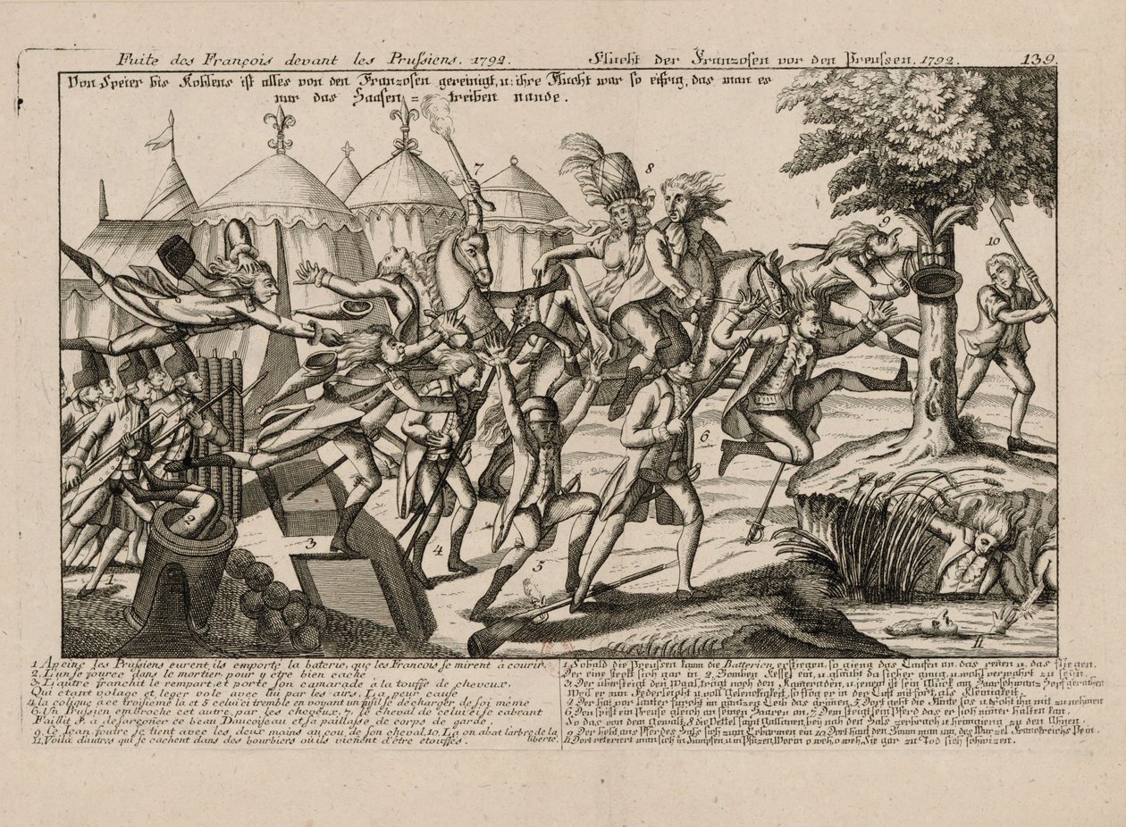 1792年法国人逃离普鲁士人，约1792年。 作者 不明