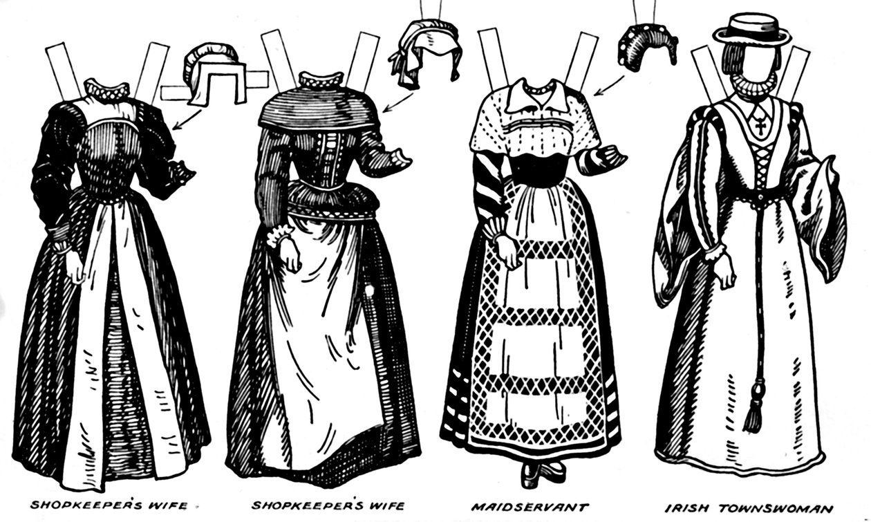 英国服装画廊：16世纪后期穿着的服饰，c1934年 作者 不明