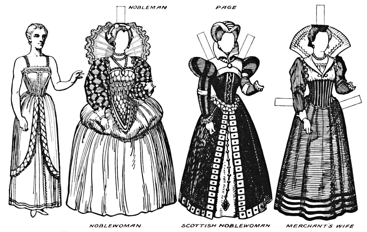 英国服装画廊：16世纪后期穿着的服饰，c1934年 作者 不明