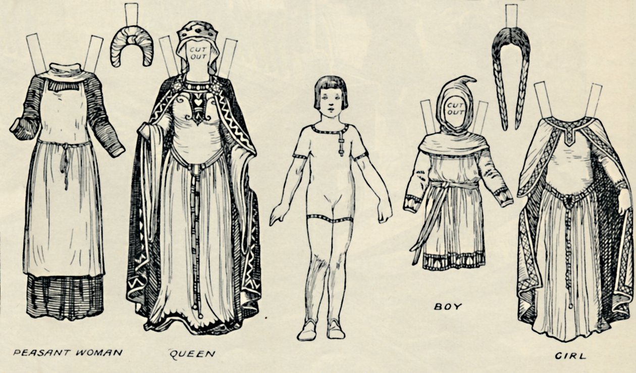 英国服装画廊：诺曼时代人们穿着的连衣裙，c1934 作者 不明