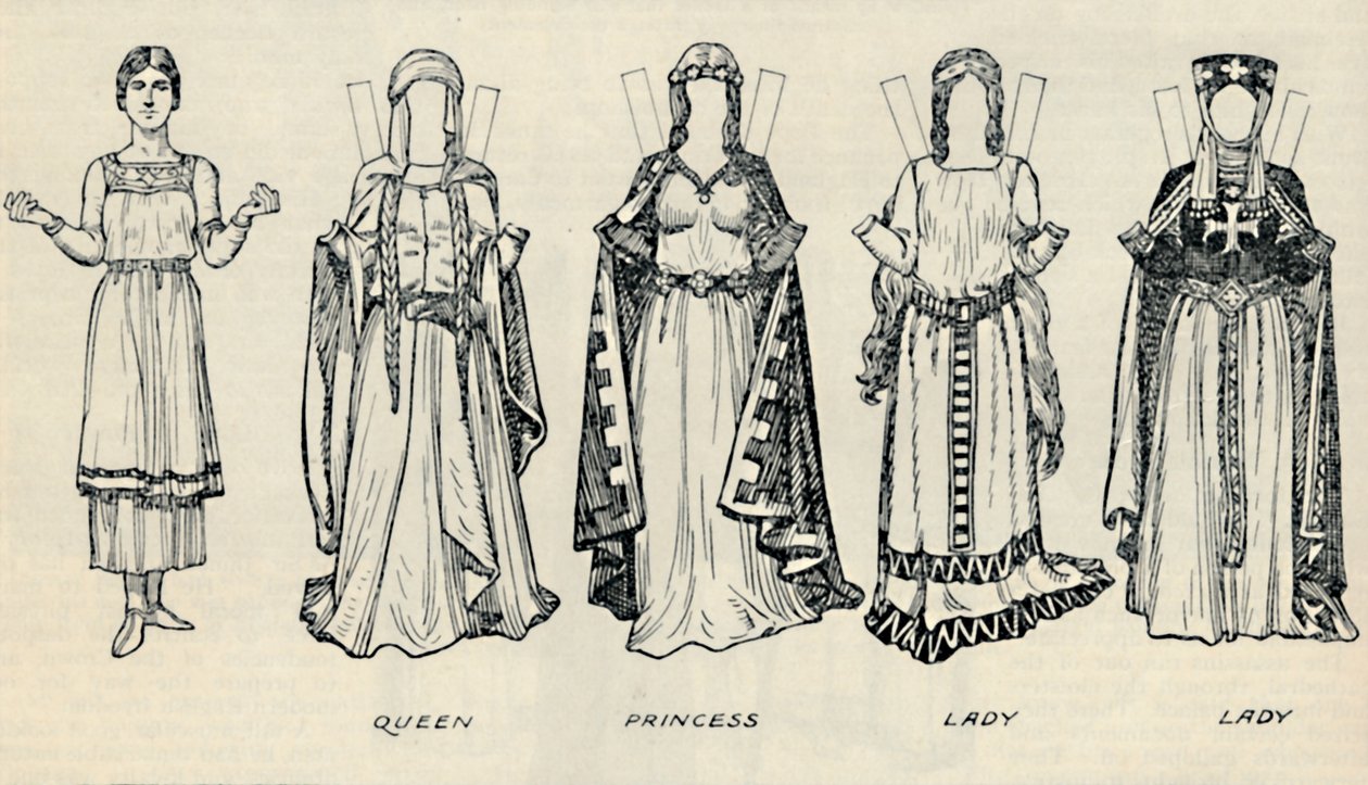英国服装画廊：早期Plantagenet时代的着装类型，c1934 作者 不明