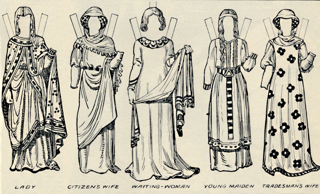 英国服装画廊：亨利三世时期男人和女人穿着的衣服，c1934年 作者 不明