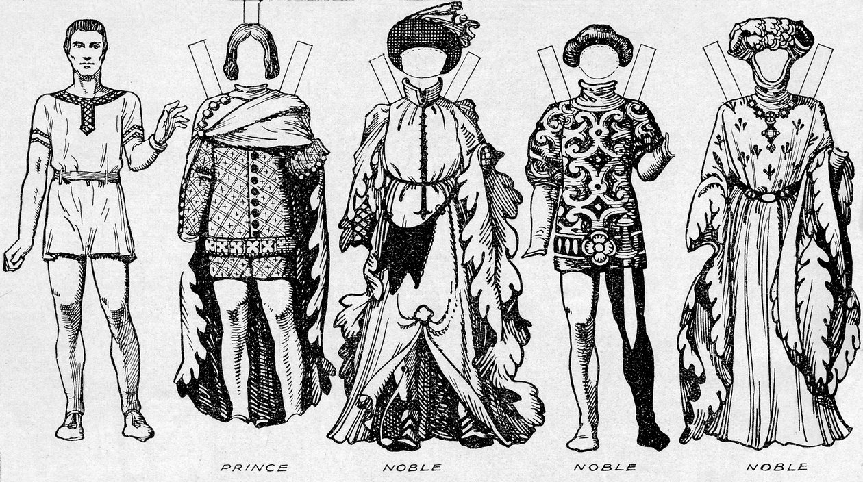 画廊的服装：爱德华三世统治时期穿着的晚礼服，c1934 作者 不明