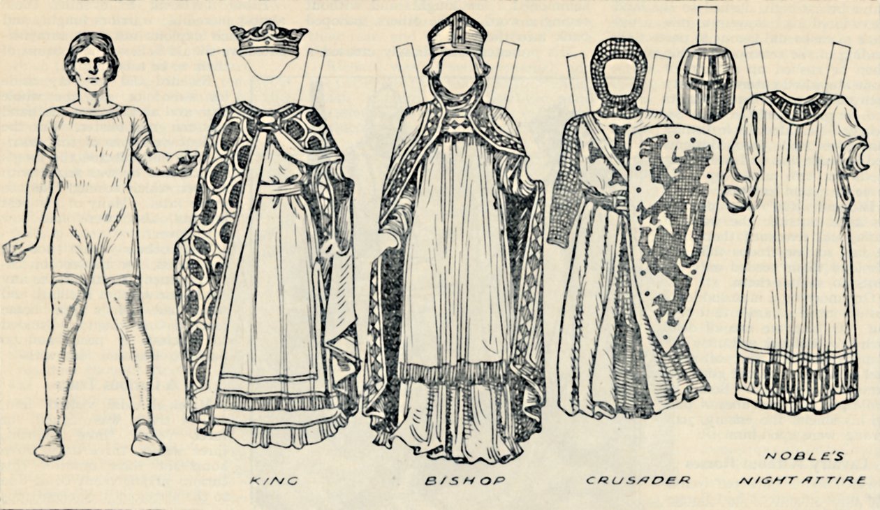 画廊历史服装：理查德一世时代穿着的连衣裙，c1934 作者 不明