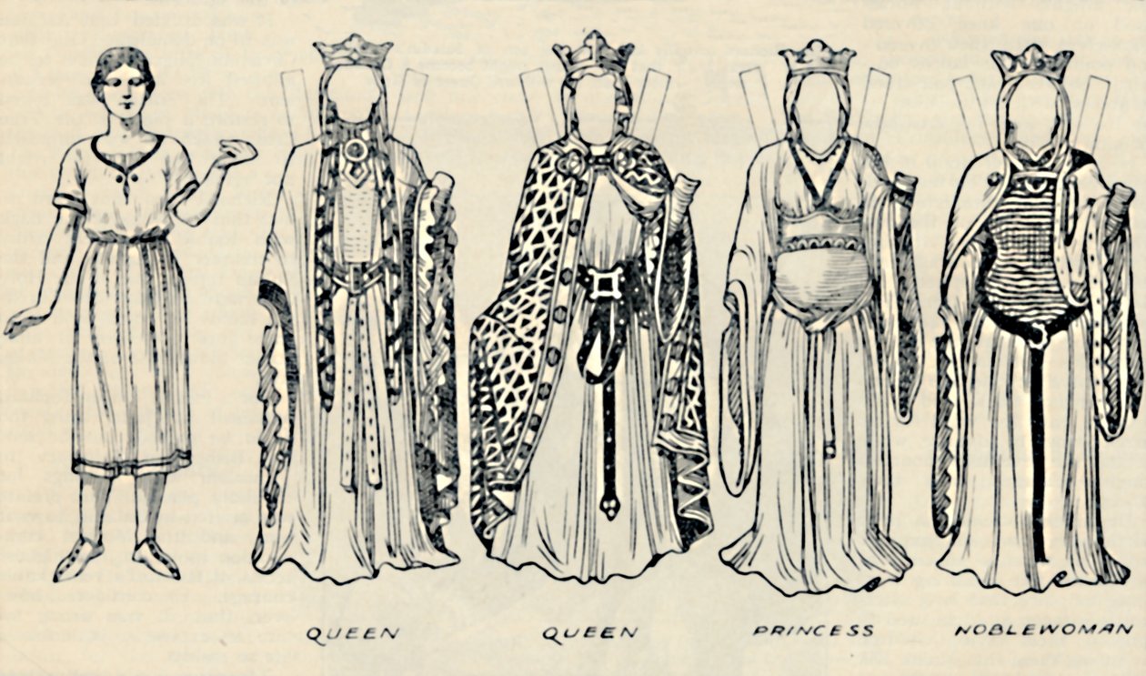 画廊历史服装：理查德一世时代穿着的连衣裙，c1934 作者 不明