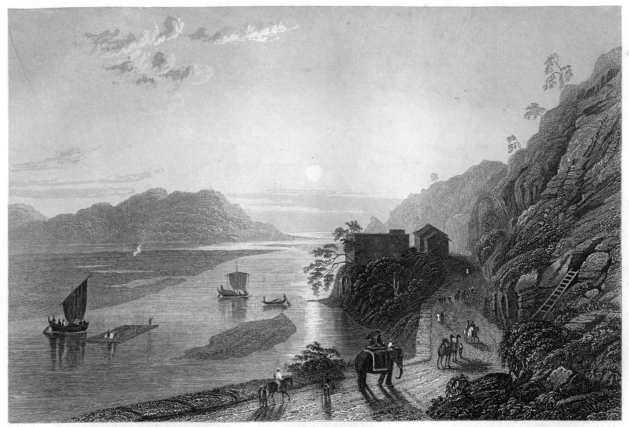 恒河进入印度赫德瓦尔附近的平原，大约1860年 作者 不明