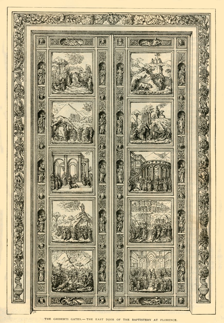 Ghiberti Gates-洗礼池的东门在佛罗伦萨，1882年。 作者 不明