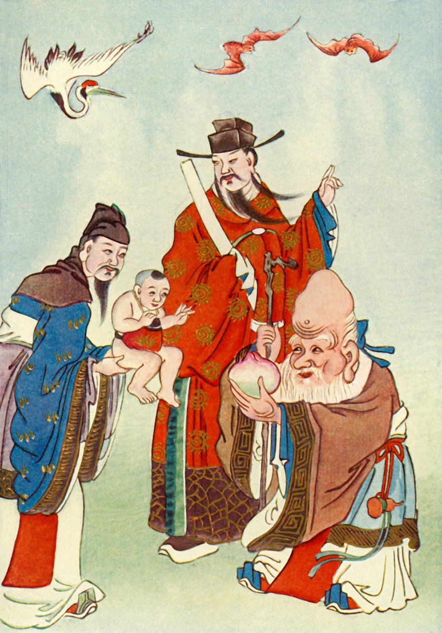 幸福之神、办公室和长寿之神》，1922年。 作者 不明