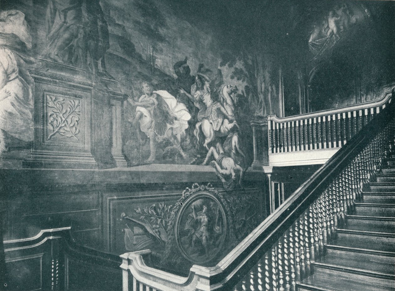 大楼梯，展示Thornhills壁画，斯托克·伊迪丝，c1909 作者 不明