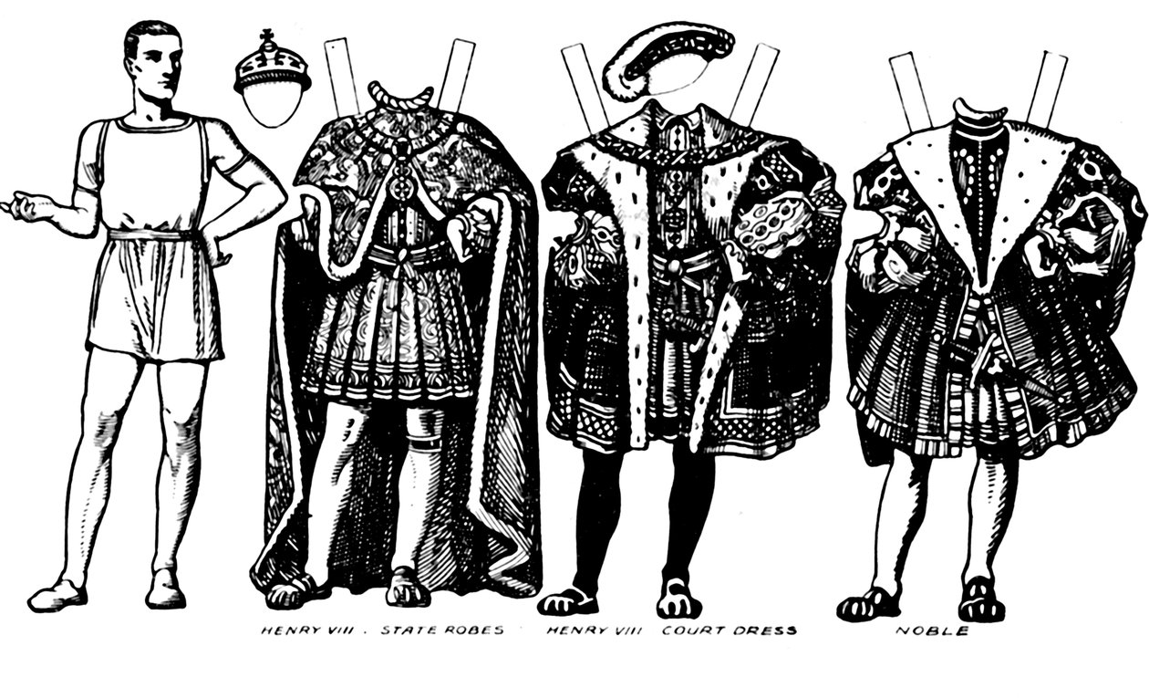 英国服装大画廊：亨利第八时间穿着的衣服，c1934 作者 不明