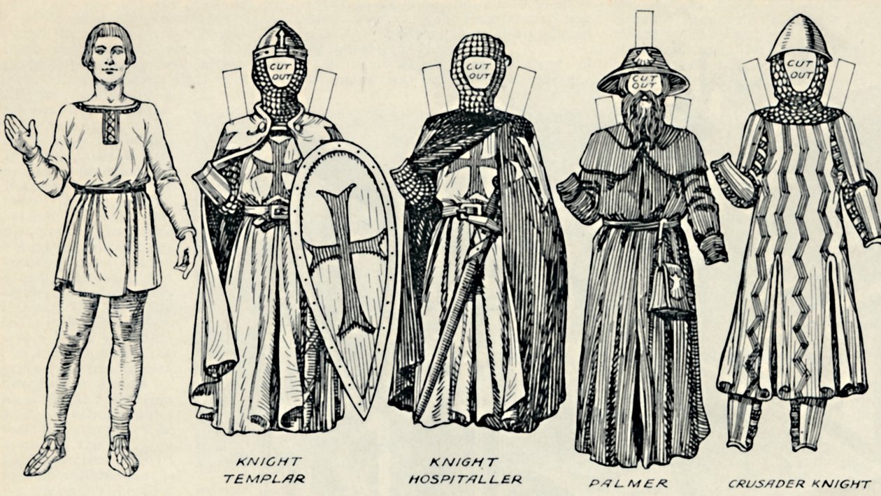 英国服装大画廊：诺曼时代穿着各种各样的连衣裙，c1934年 作者 不明