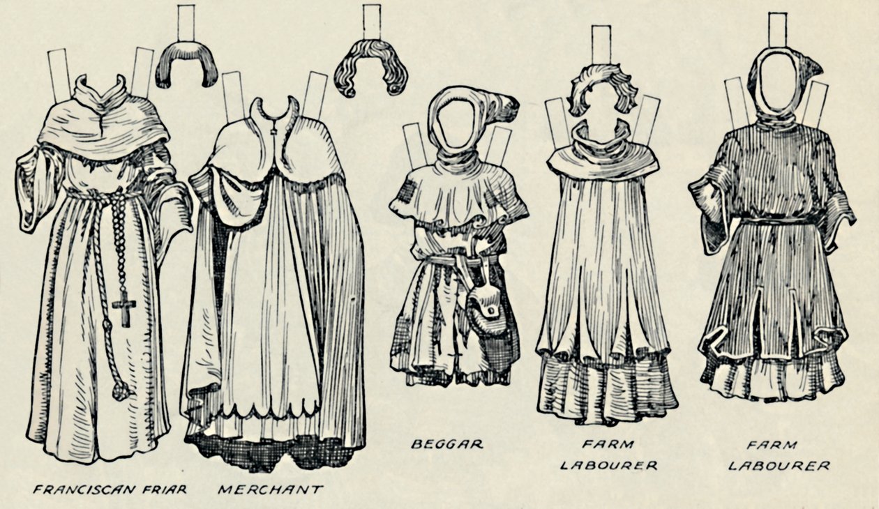 英国服装大画廊：诺曼时代穿着各种各样的连衣裙，c1934年 作者 不明