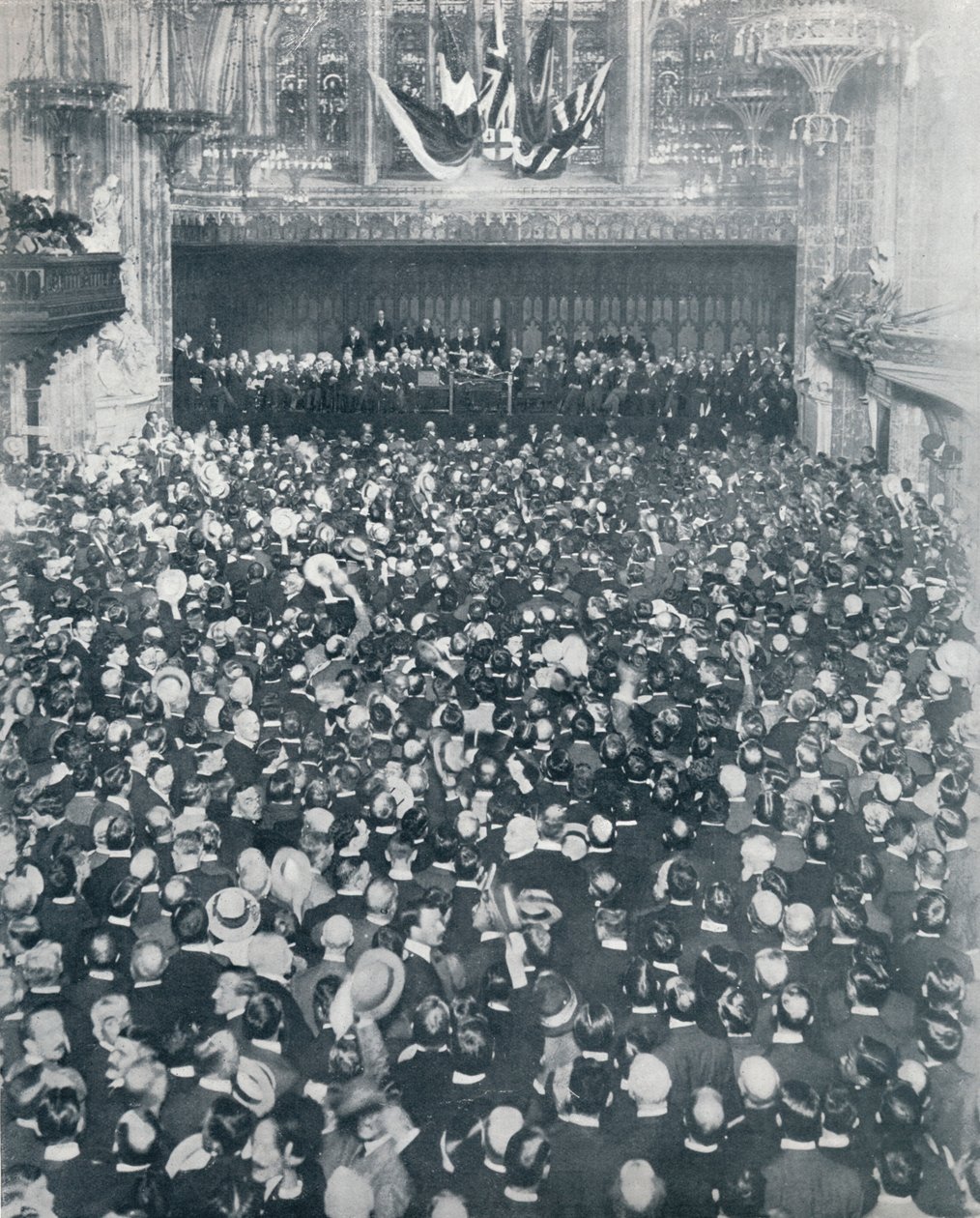 1914年在伦敦市政厅举行的大型招聘会议 作者 不明