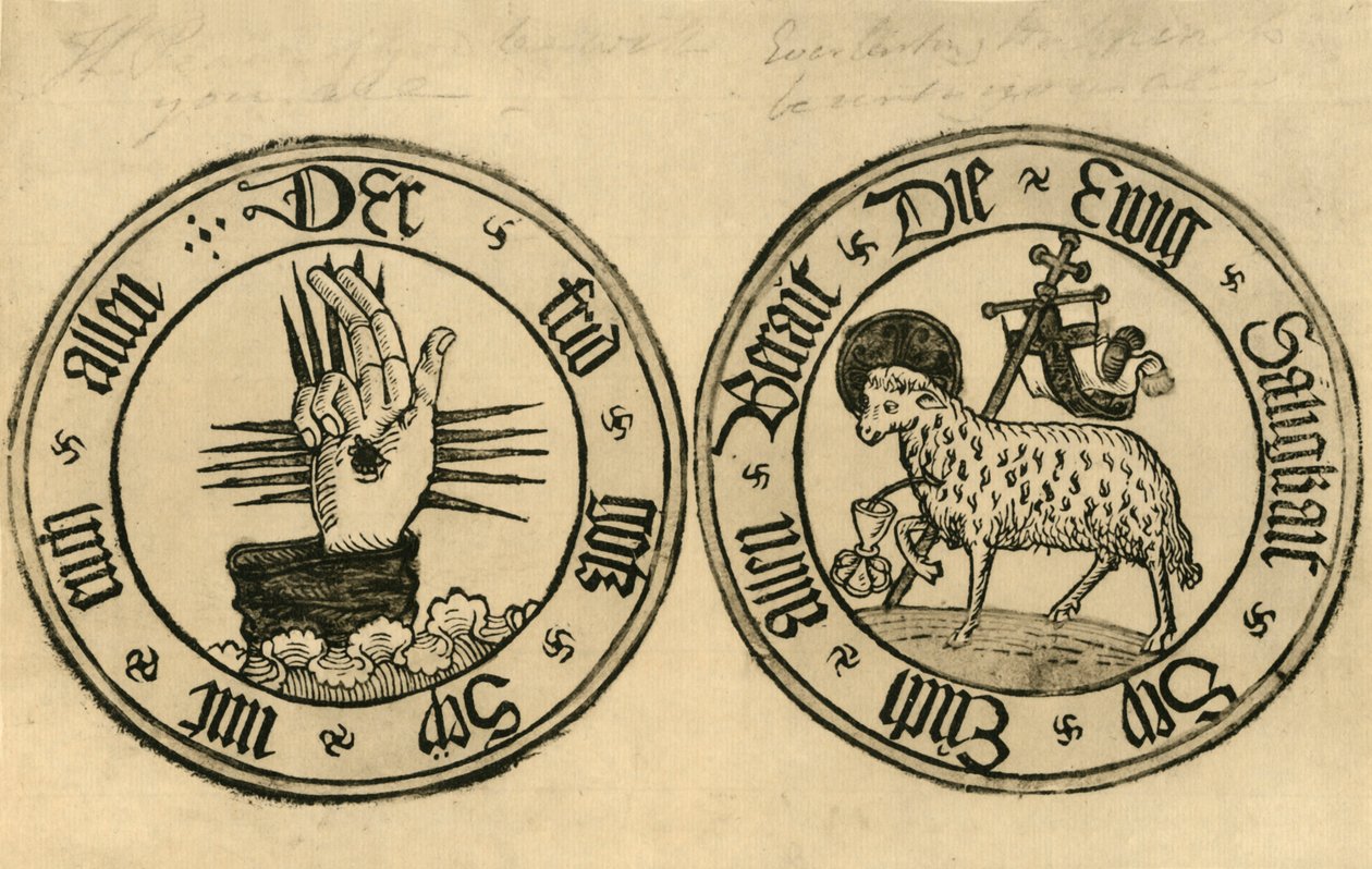 上帝之手和Agnus Dei，1915年。 作者 不明