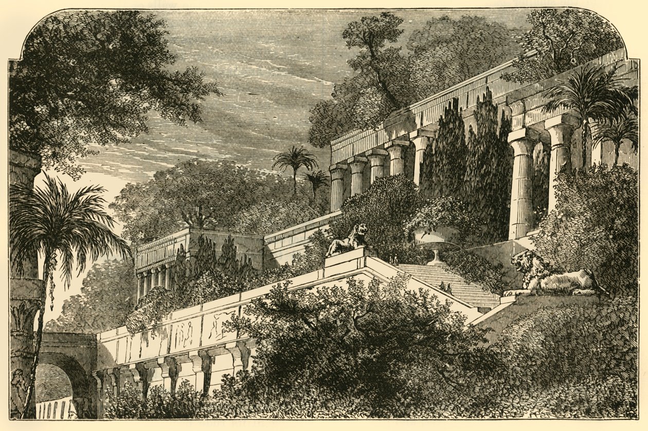 古代巴比伦空中花园，1890年。 作者 不明