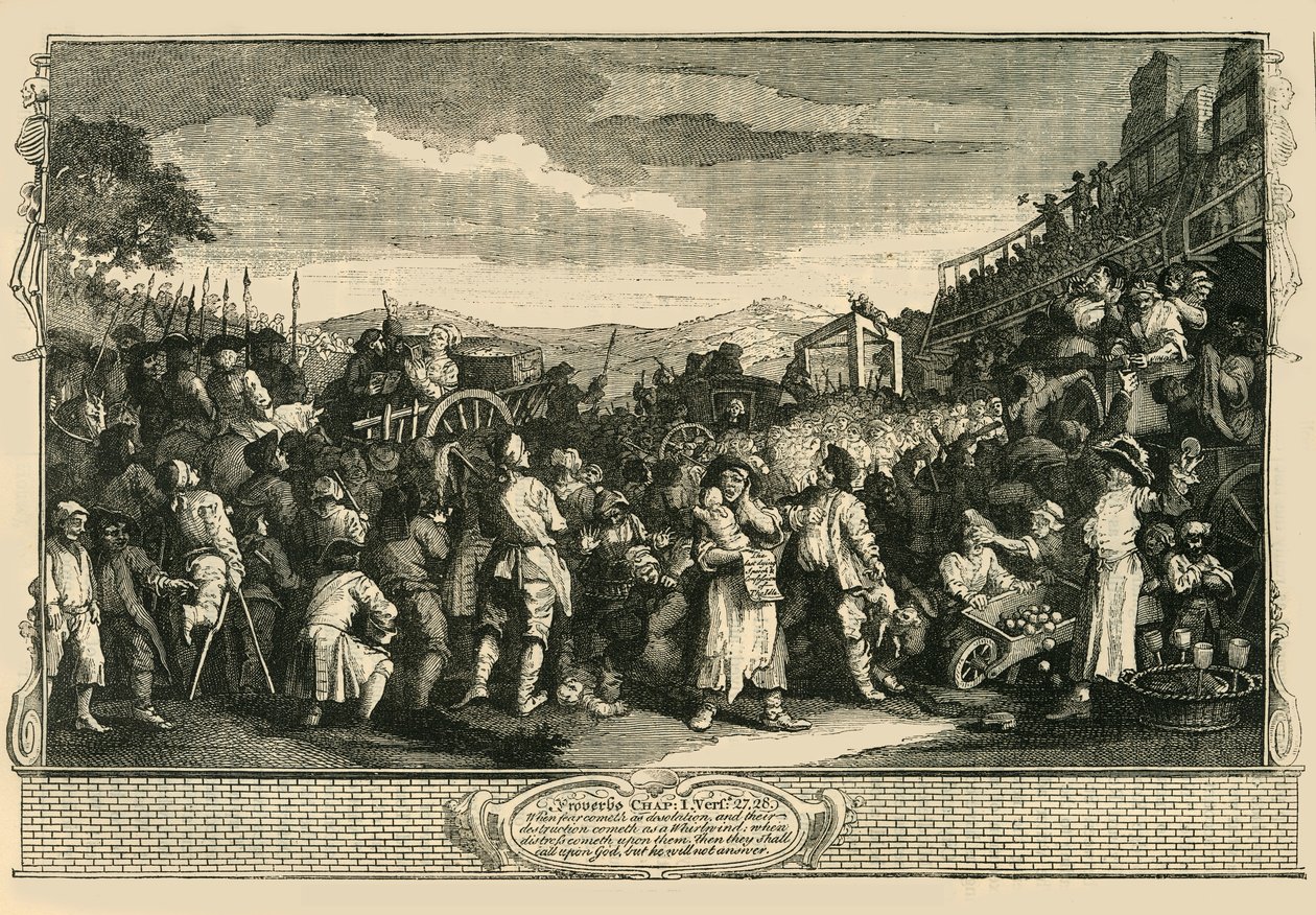 泰本（Tyburn）被处死的学徒队。根据Hogarths Print。，1747，c1876。 作者 不明