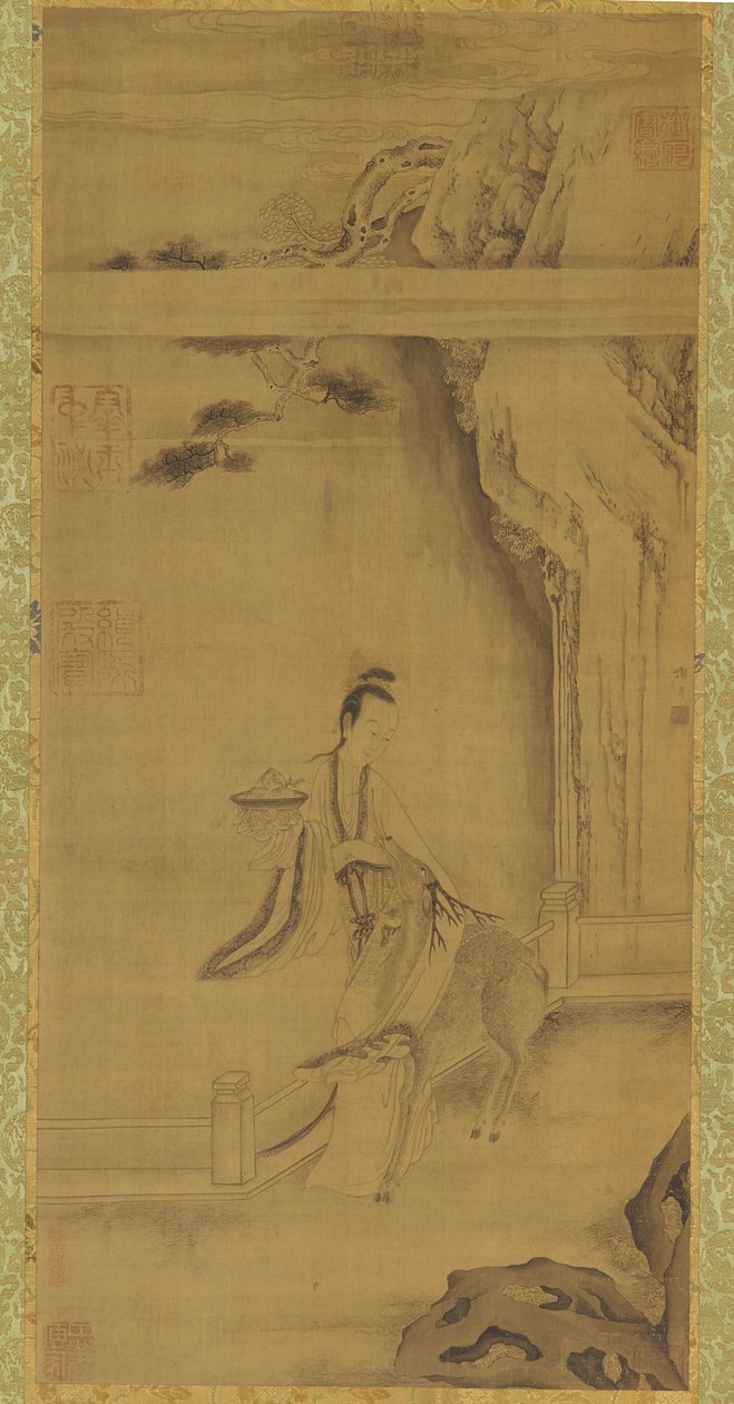 神仙麻姑与鹿》，清代，18世纪。 作者 不明