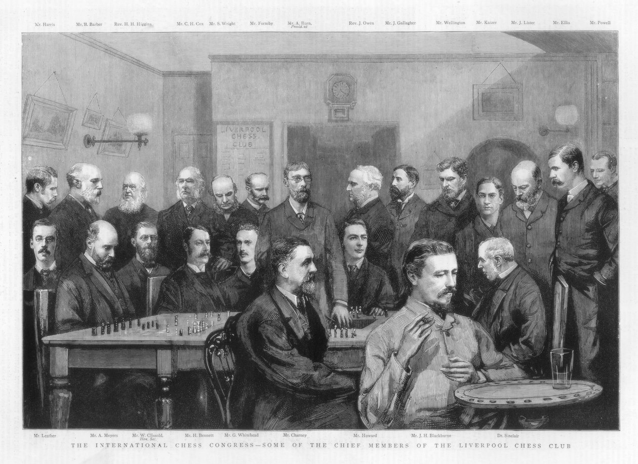 国际象棋大会-利物浦象棋俱乐部的一些主要成员，1890年 作者 不明