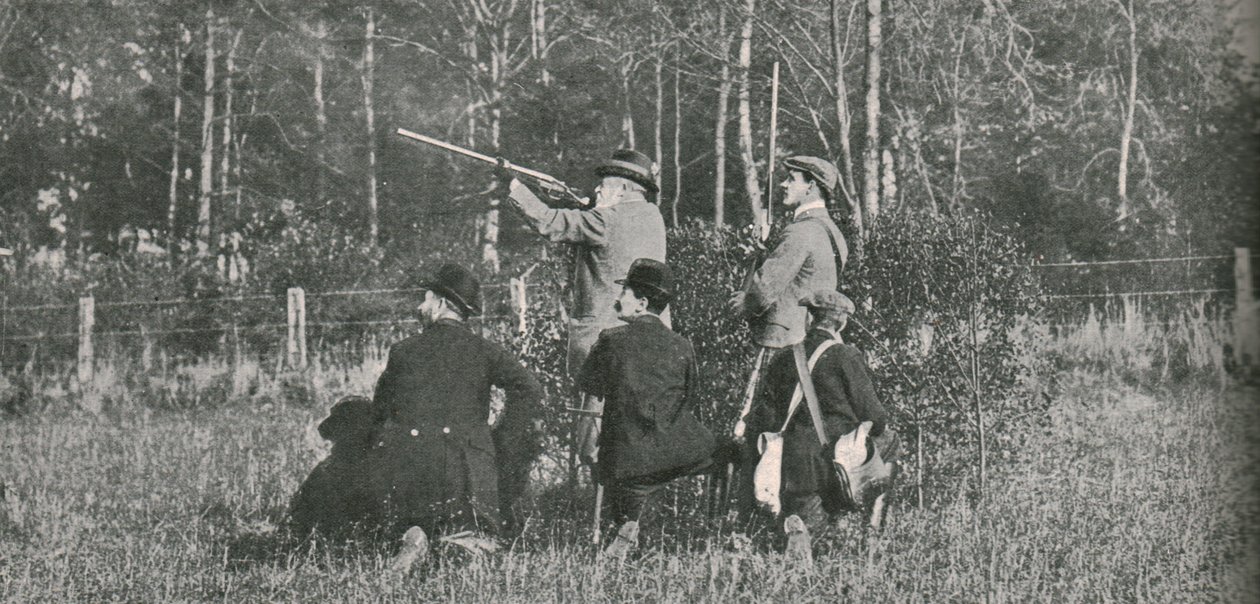 国王在1900年代，1910年对桑德灵厄姆保护区进行射击。 作者 不明