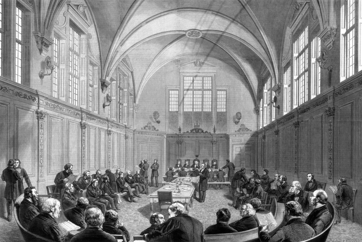 伦敦的学校董事会在伦敦泰晤士河堤岸上开设了新办公室，1875年 作者 不明