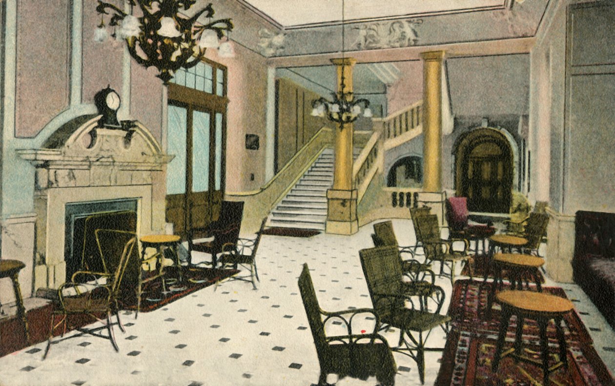 休息室，利物浦街酒店Abercorn Rooms，建于1907年。 作者 不明