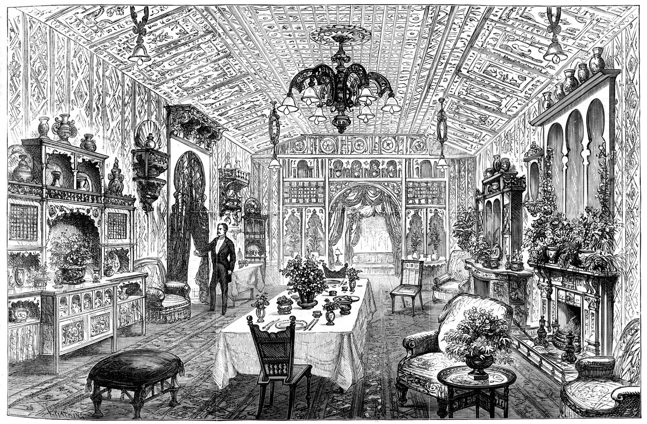 1887年，西米德兰兹郡伯明翰市政厅的午餐室 作者 不明