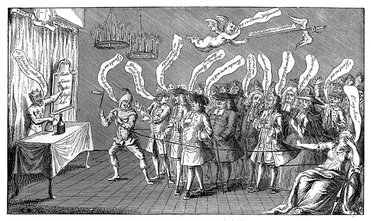 魔术师或瓶饥饿者。英国证书：或者，全部装瓶，1749年 作者 不明