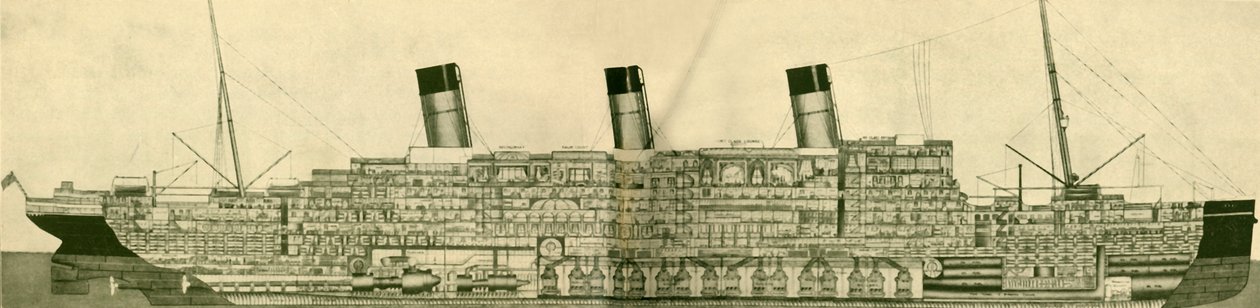 剖面中所示的雄伟的56,551吨，c1930。 作者 不明