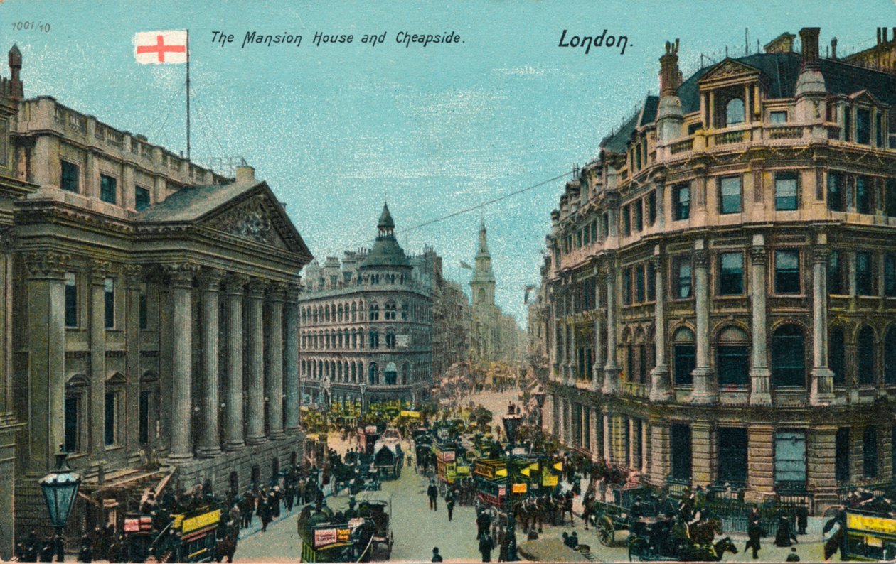 The Mansion House and Cheapside，伦敦，c1910 作者 不明